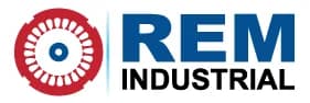 REM Industrial logo, electric motor repair