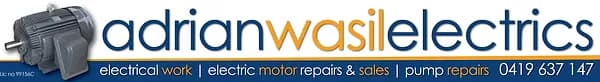 Adrian Wasil Electrics logo, electric motor repair
